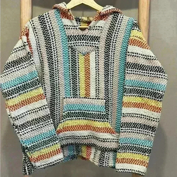 ✨EARTH RAGZ size Small BAJA JOE MEXICAN HOODIE in PASTEL BUBBLEGUM - Picture 4 of 8